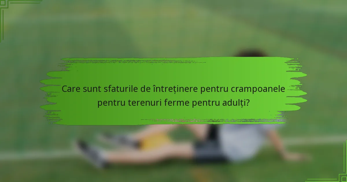 Care sunt sfaturile de întreținere pentru crampoanele pentru terenuri ferme pentru adulți?
