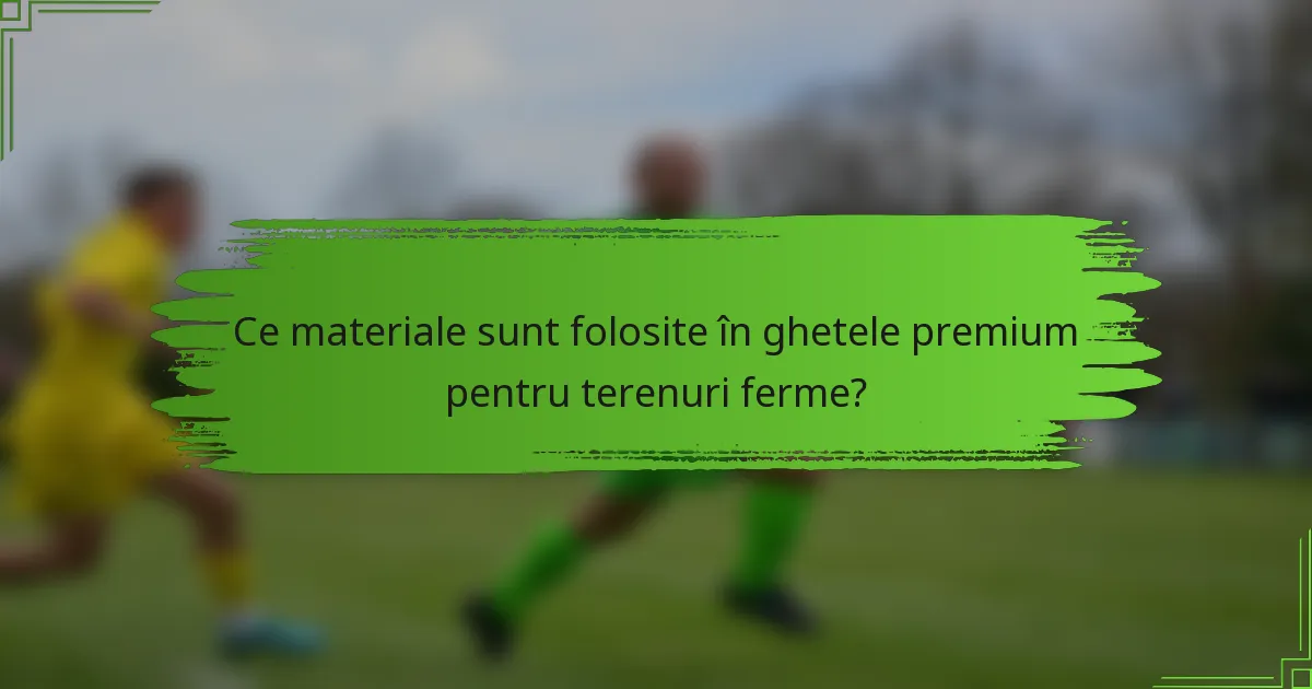 Ce materiale sunt folosite în ghetele premium pentru terenuri ferme?