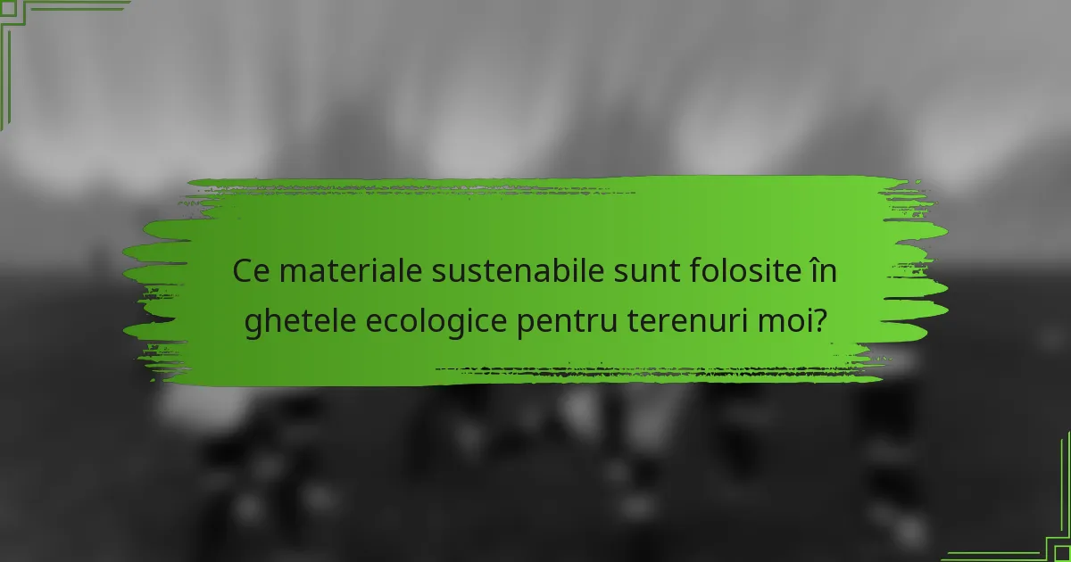 Ce materiale sustenabile sunt folosite în ghetele ecologice pentru terenuri moi?